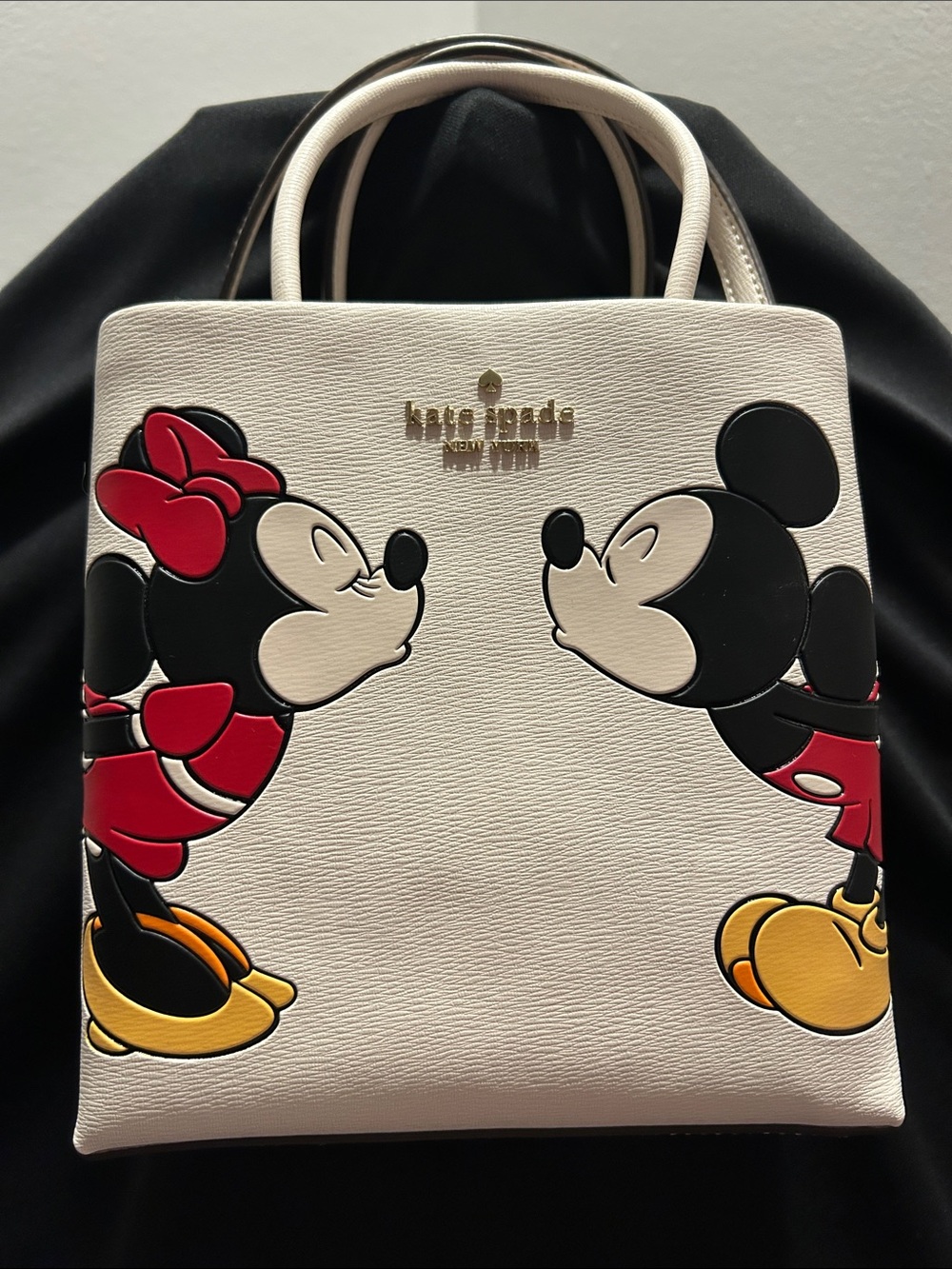 kate spade White Mickey & Minnie Kiss Leather Satchel